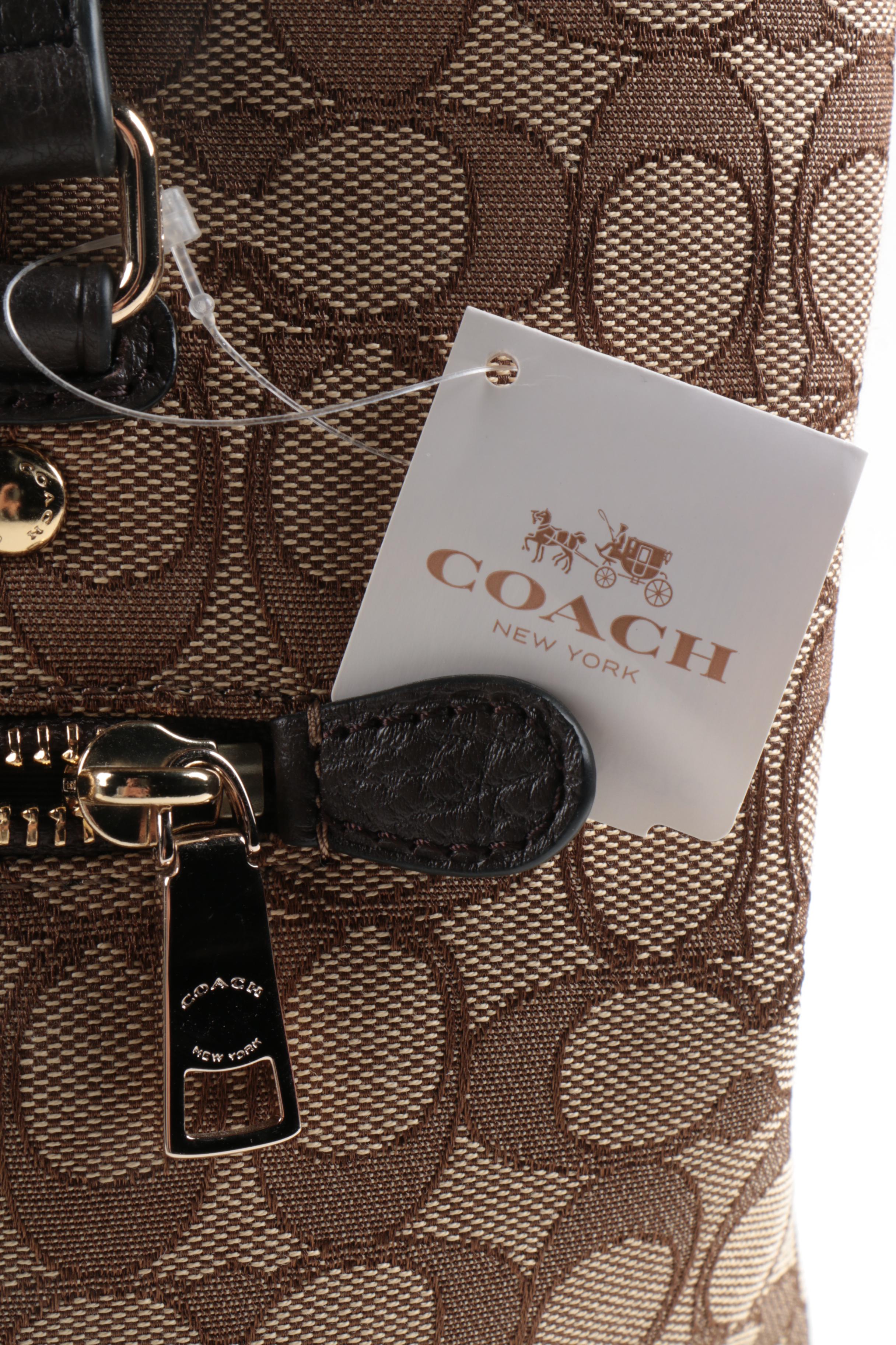 Coach Signature Canvas Zip Top Tote Bag