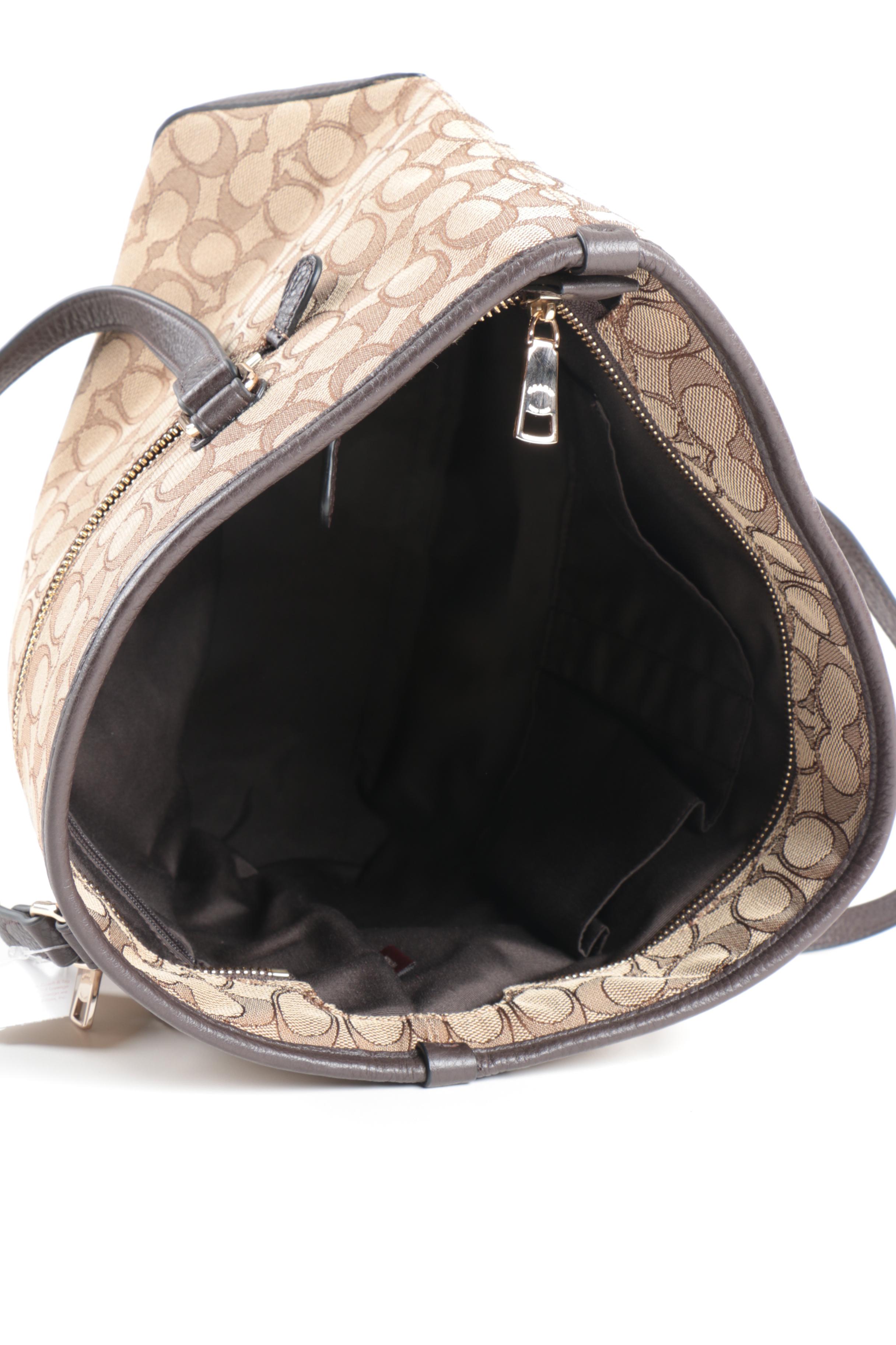 Coach Signature Canvas Zip Top Tote Bag