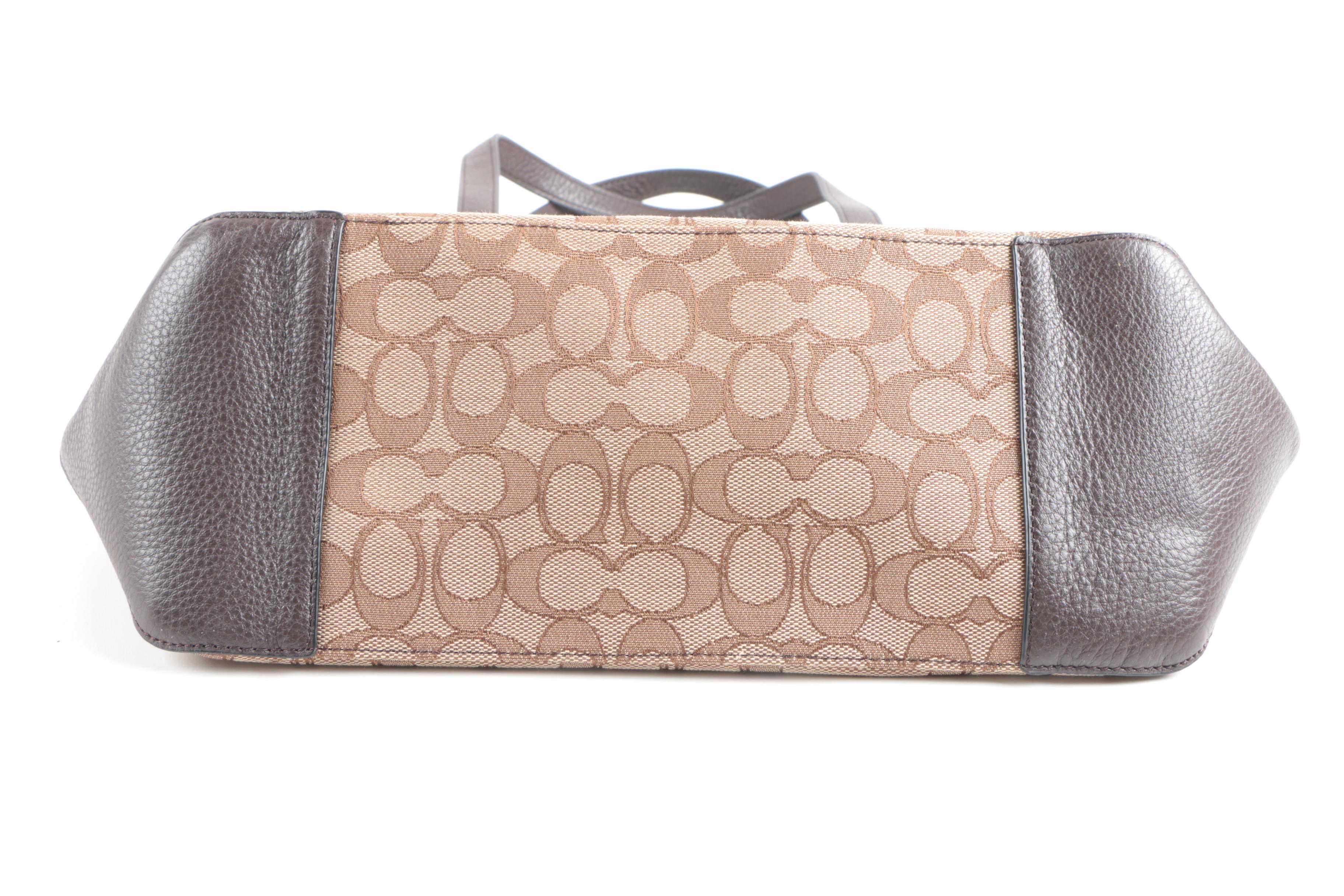 Coach Signature Canvas Zip Top Tote Bag