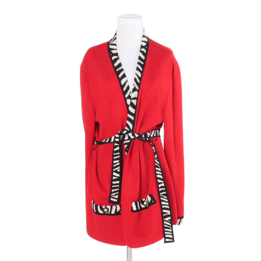 Women's St. John Collection Red Knit Cardigan