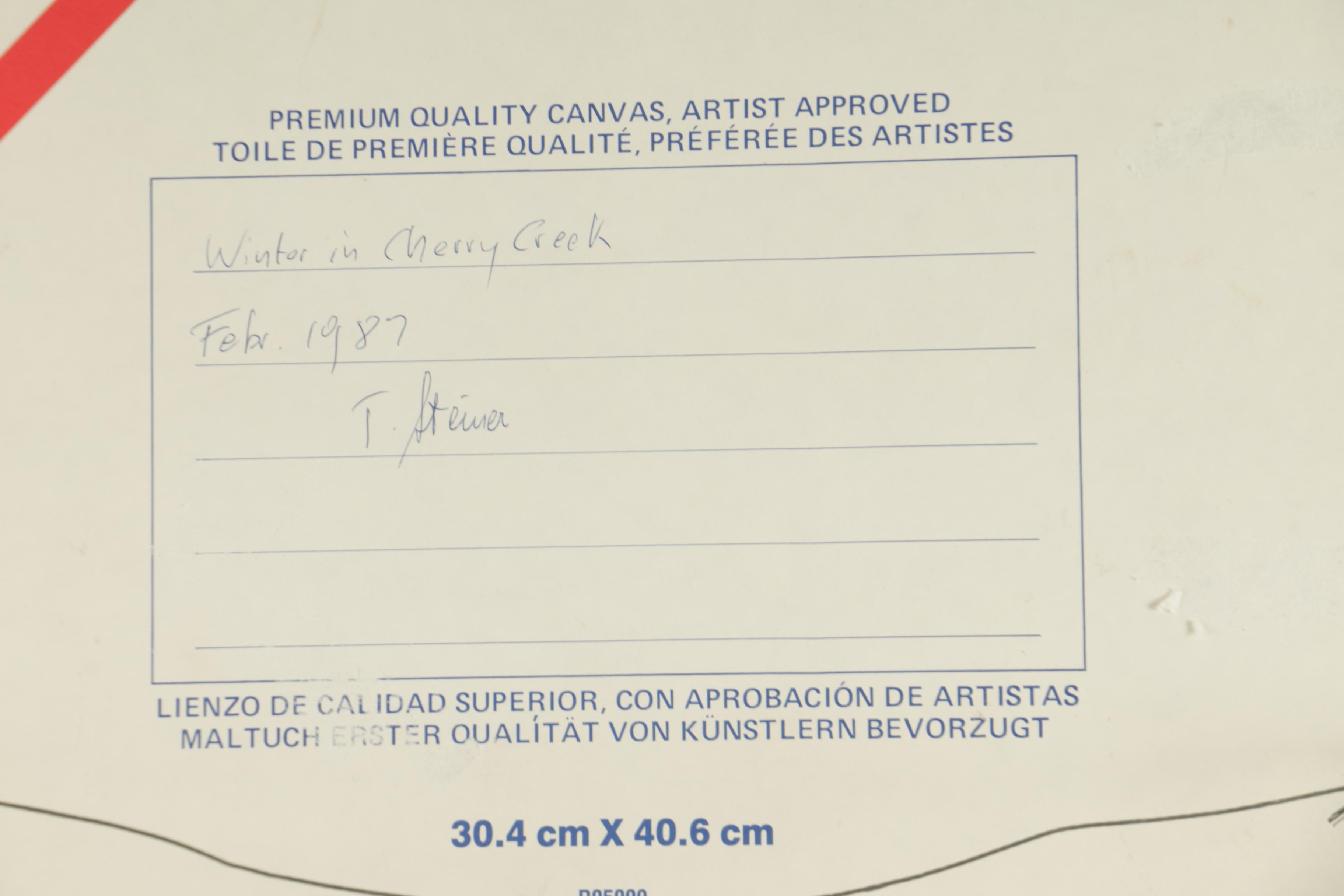 PRIORITY-Tom Steiner Oil Painting on Canvas Board "Winter in Cherry Creek"