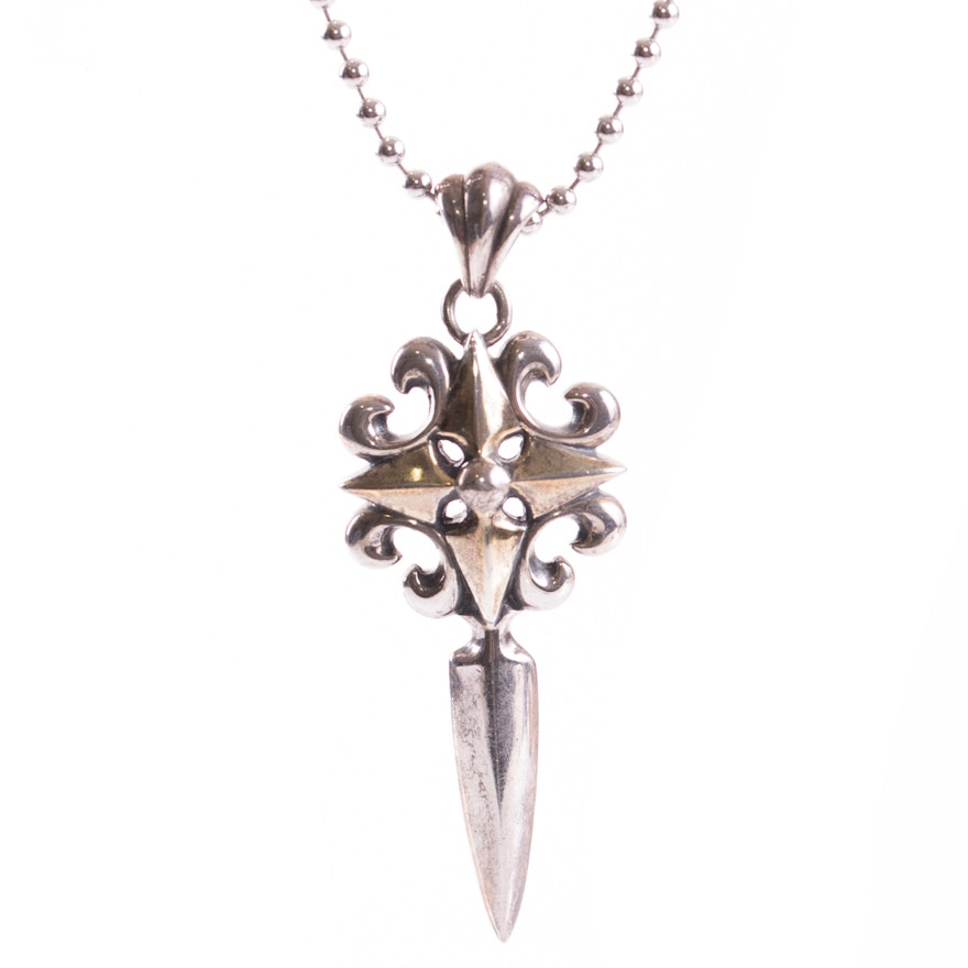 Sterling Silver "Dagger" Pendant Necklace