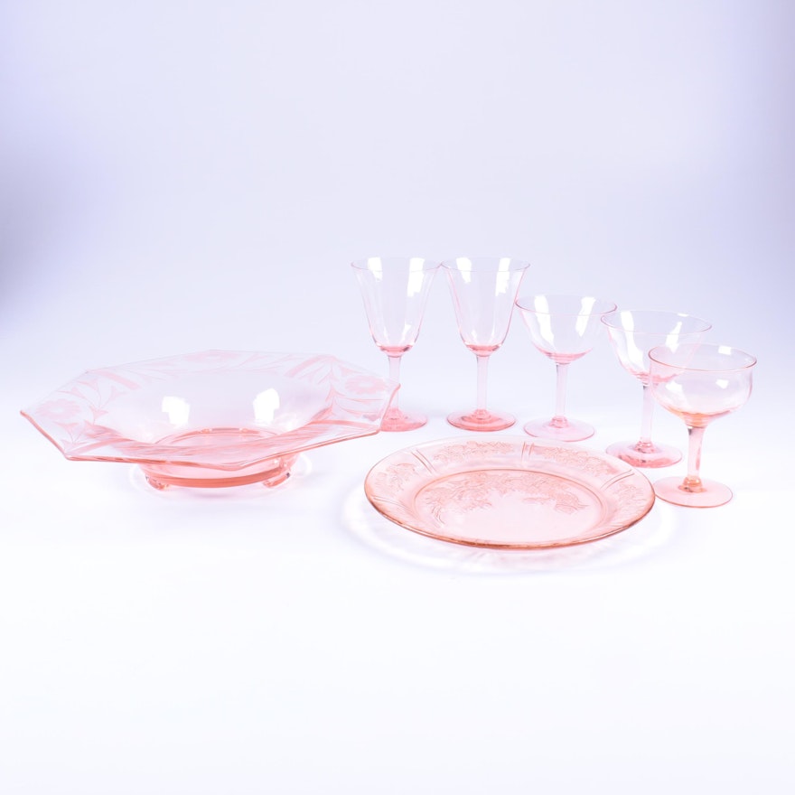 Pink Depression Glass Tableware
