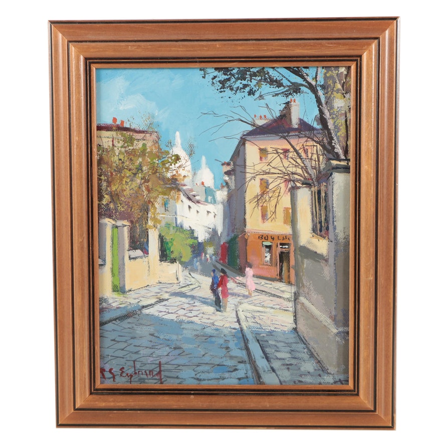 R.G. Eybrard Oil on Canvas of a French Street Scene
