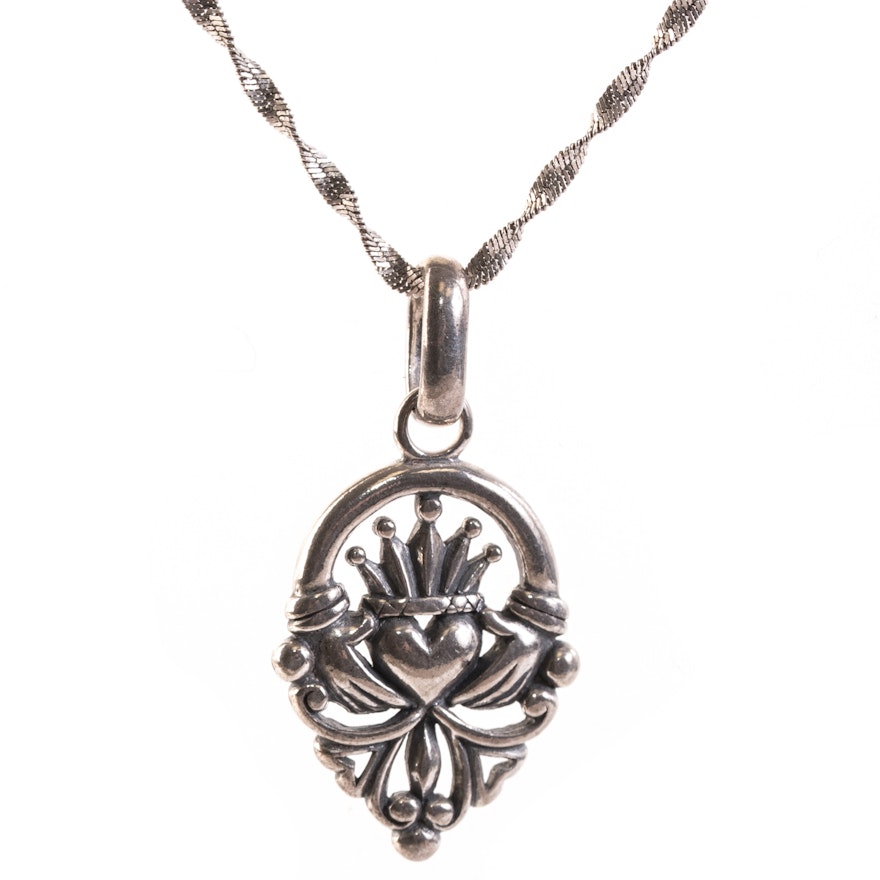 Sterling Silver Claddagh Pendant Necklace