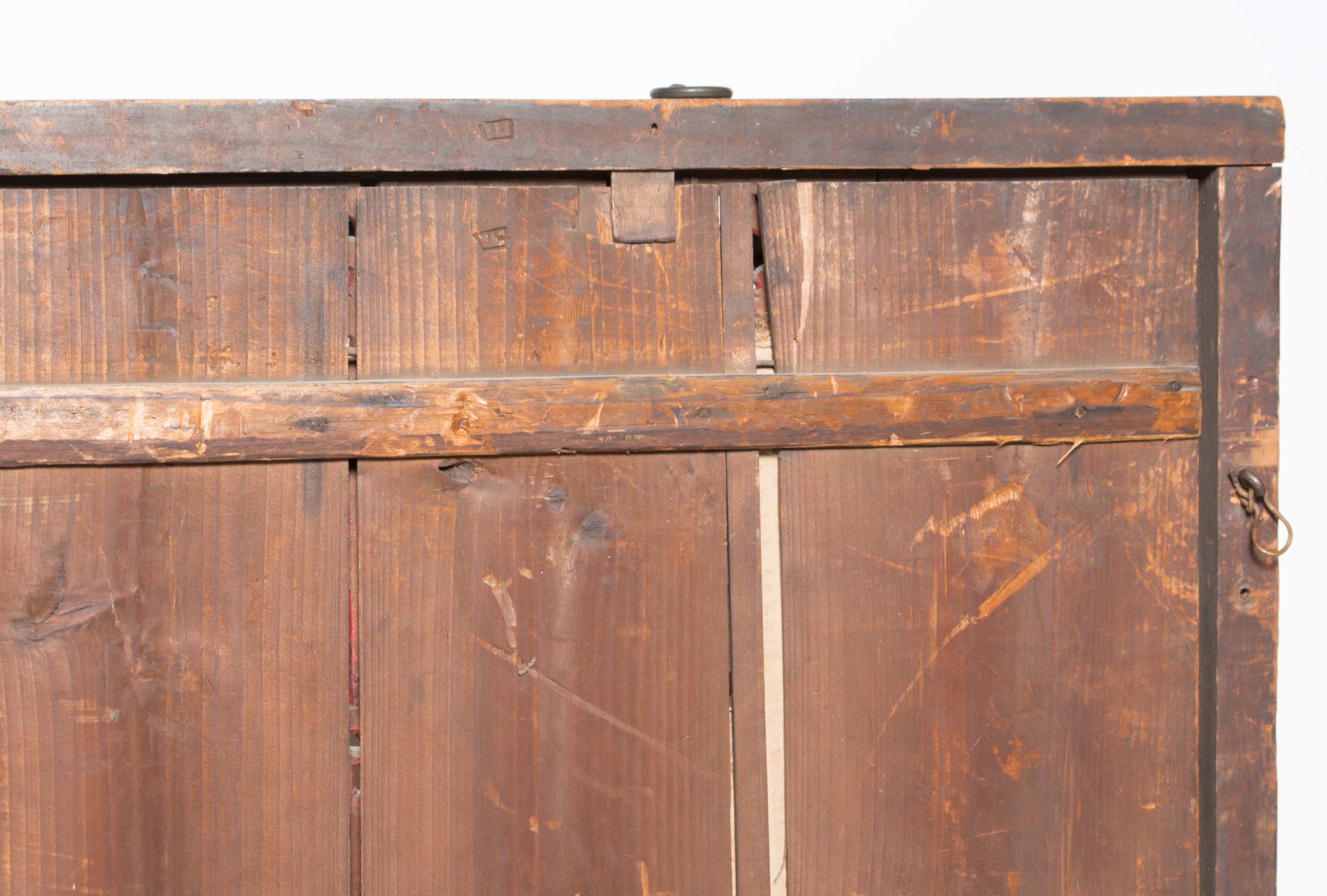 19th Century Chinese Hand Carved and Gilded Mirror with Reverse Painting