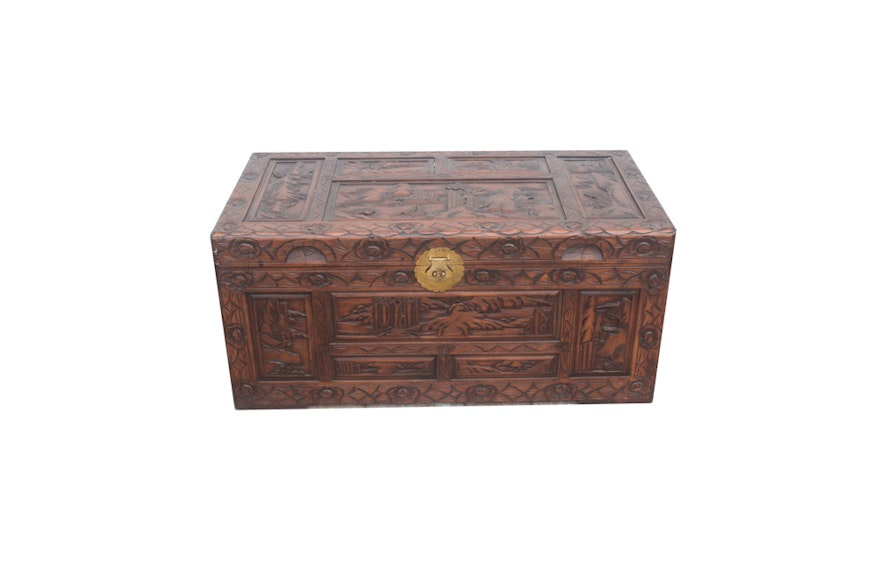 Asian Carved Camphor Chest