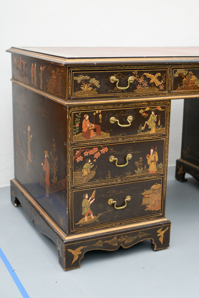 Vintage Chinoiserie Leather Top Desk