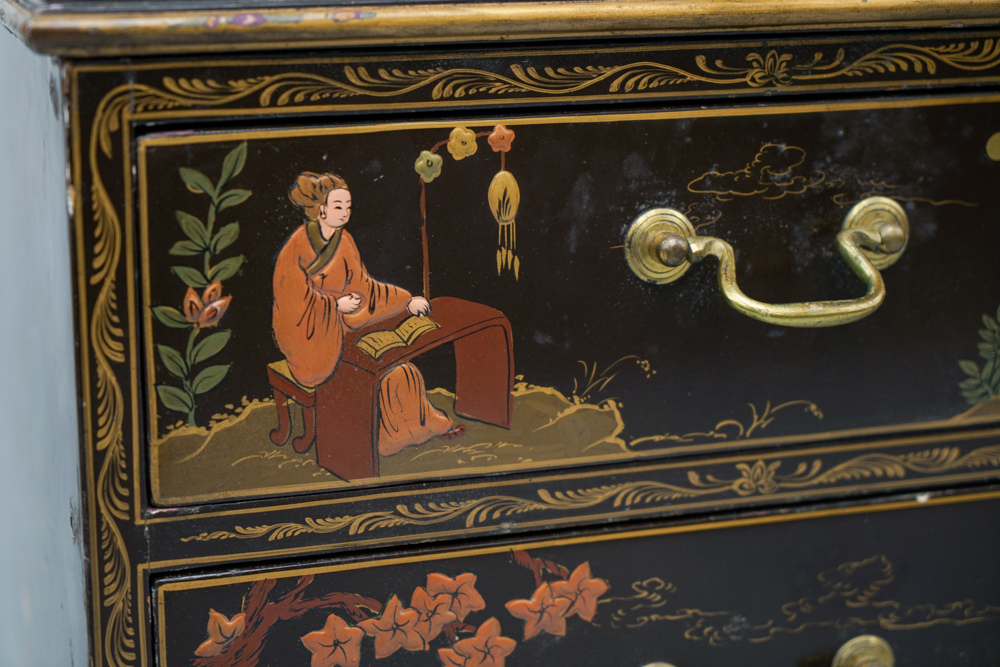 Vintage Chinoiserie Leather Top Desk