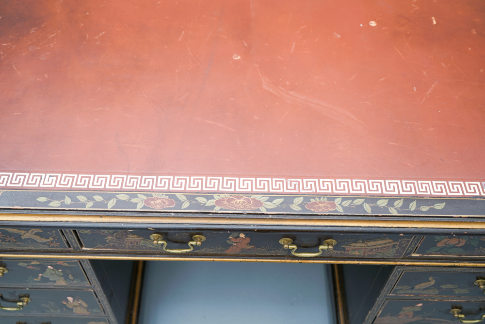 Vintage Chinoiserie Leather Top Desk