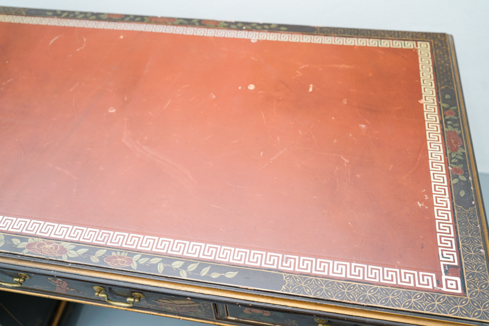 Vintage Chinoiserie Leather Top Desk