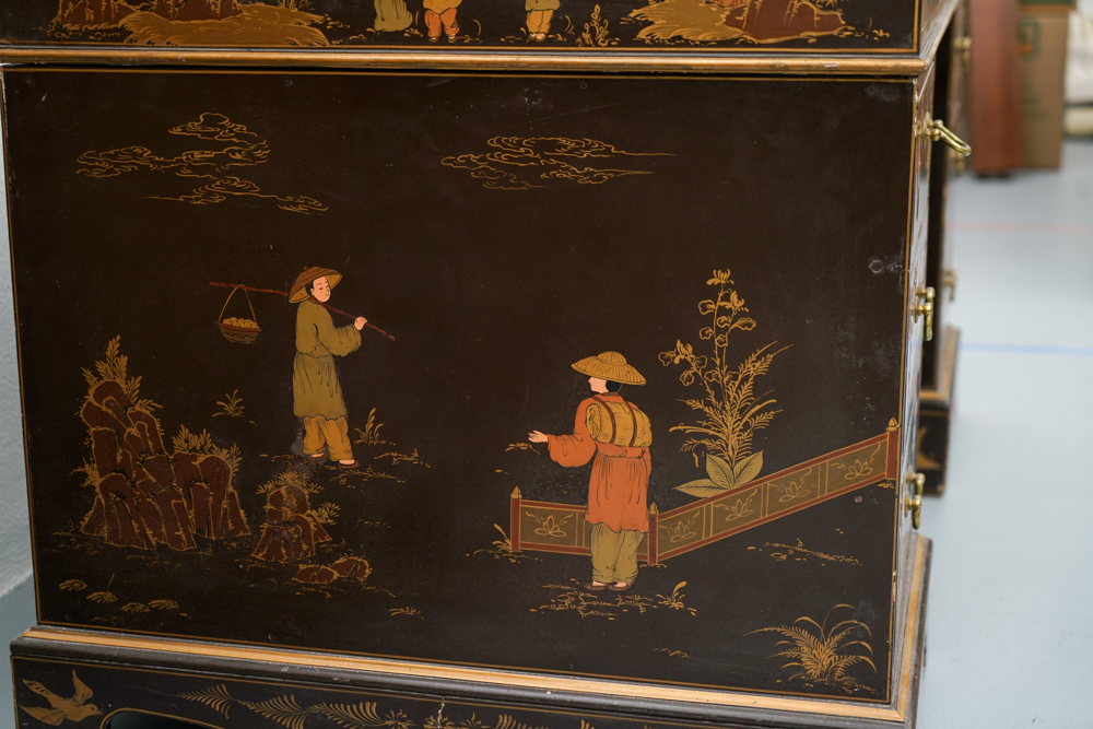 Vintage Chinoiserie Leather Top Desk