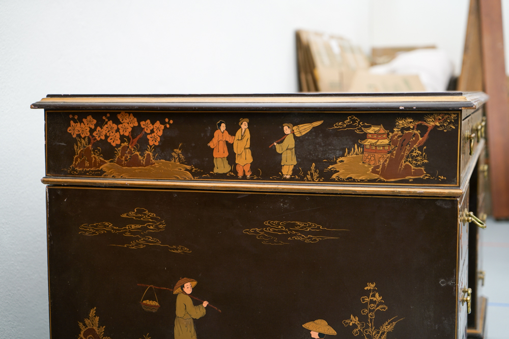 Vintage Chinoiserie Leather Top Desk