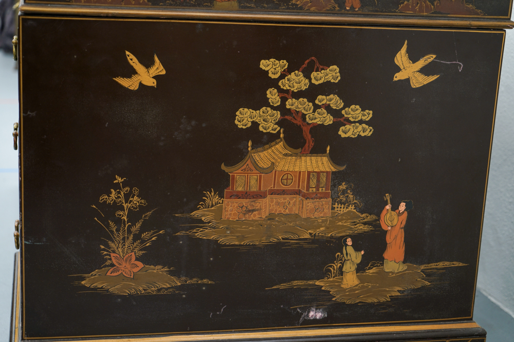 Vintage Chinoiserie Leather Top Desk