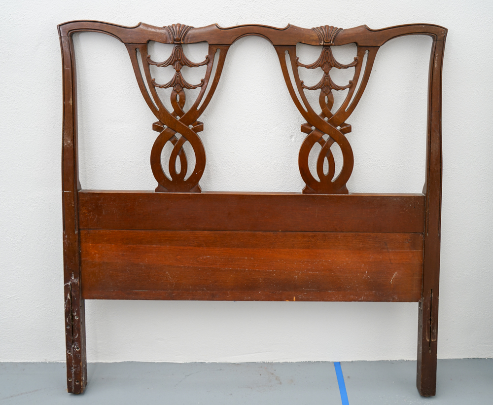 Vintage Chippendale Style Mahogany Twin Bed Frame