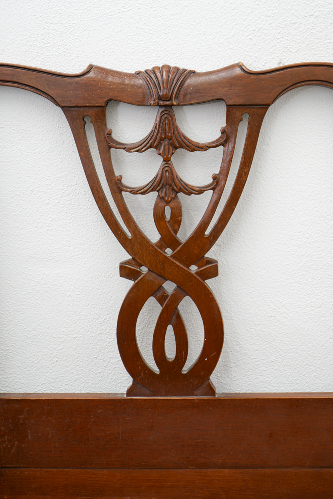 Vintage Chippendale Style Mahogany Twin Bed Frame