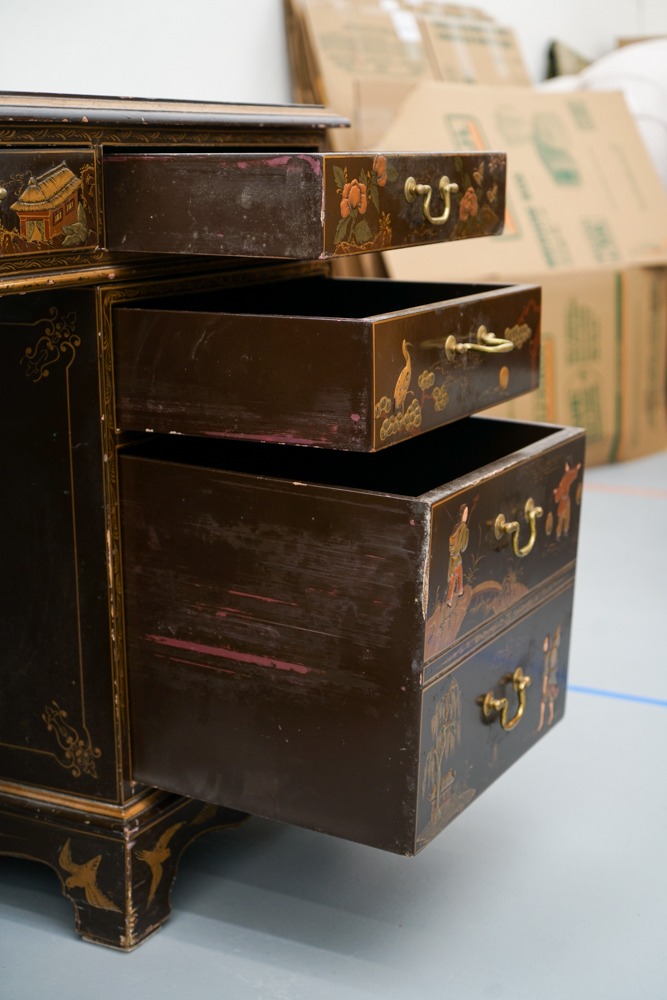 Vintage Chinoiserie Leather Top Desk