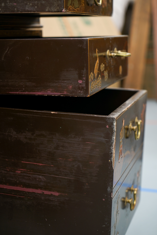 Vintage Chinoiserie Leather Top Desk