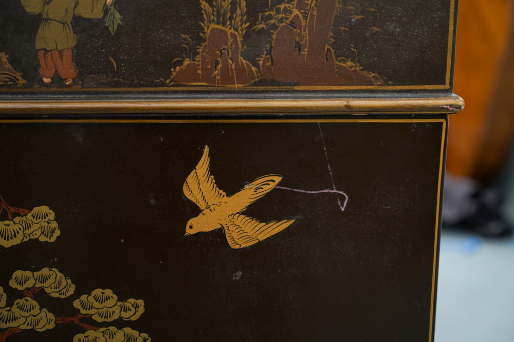Vintage Chinoiserie Leather Top Desk