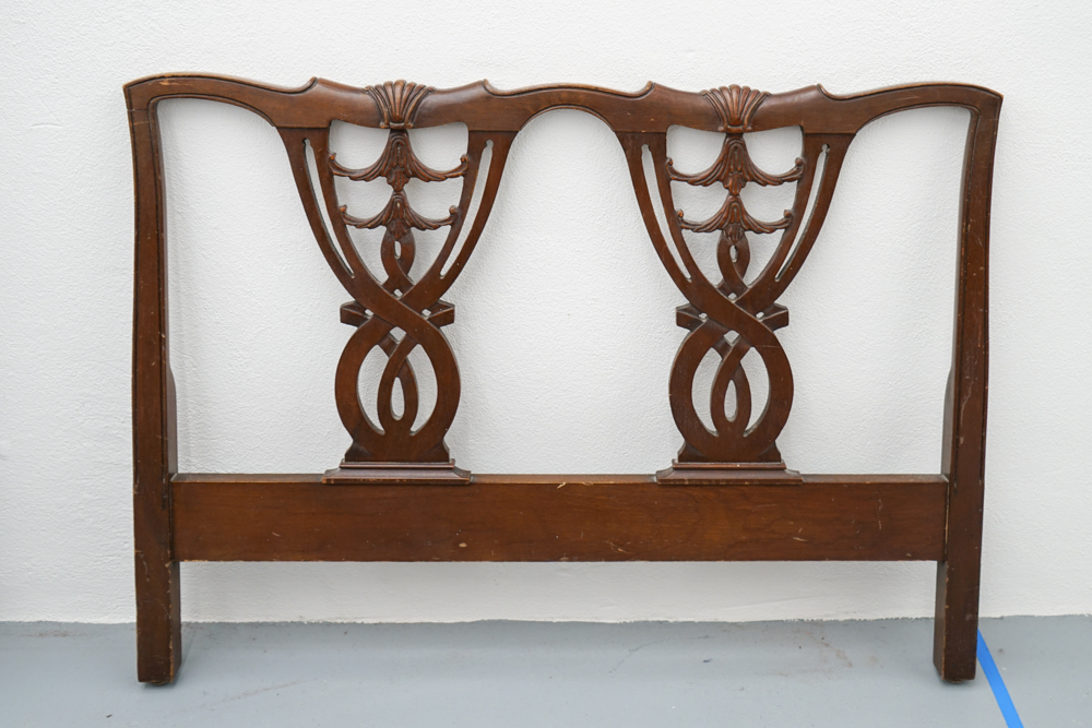 Vintage Chippendale Style Mahogany Twin Bed Frame