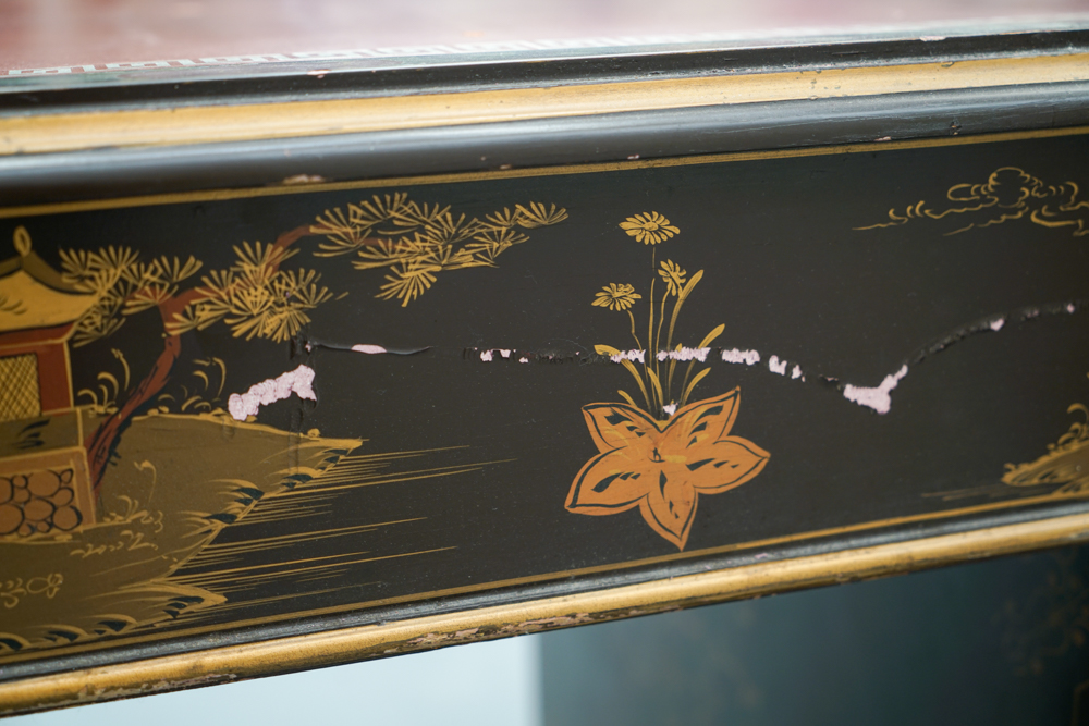 Vintage Chinoiserie Leather Top Desk