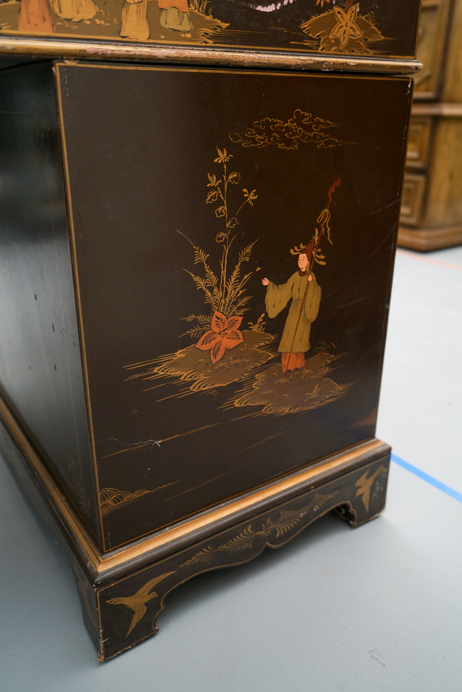 Vintage Chinoiserie Leather Top Desk