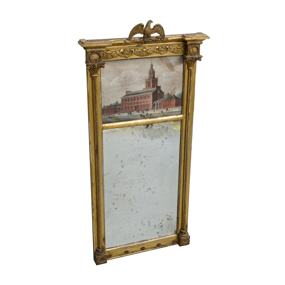 Antique Federal Gilt Wood Trumeau Mirror
