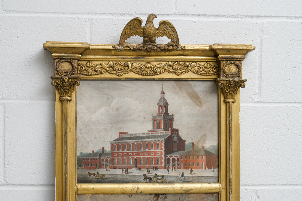 Antique Federal Gilt Wood Trumeau Mirror