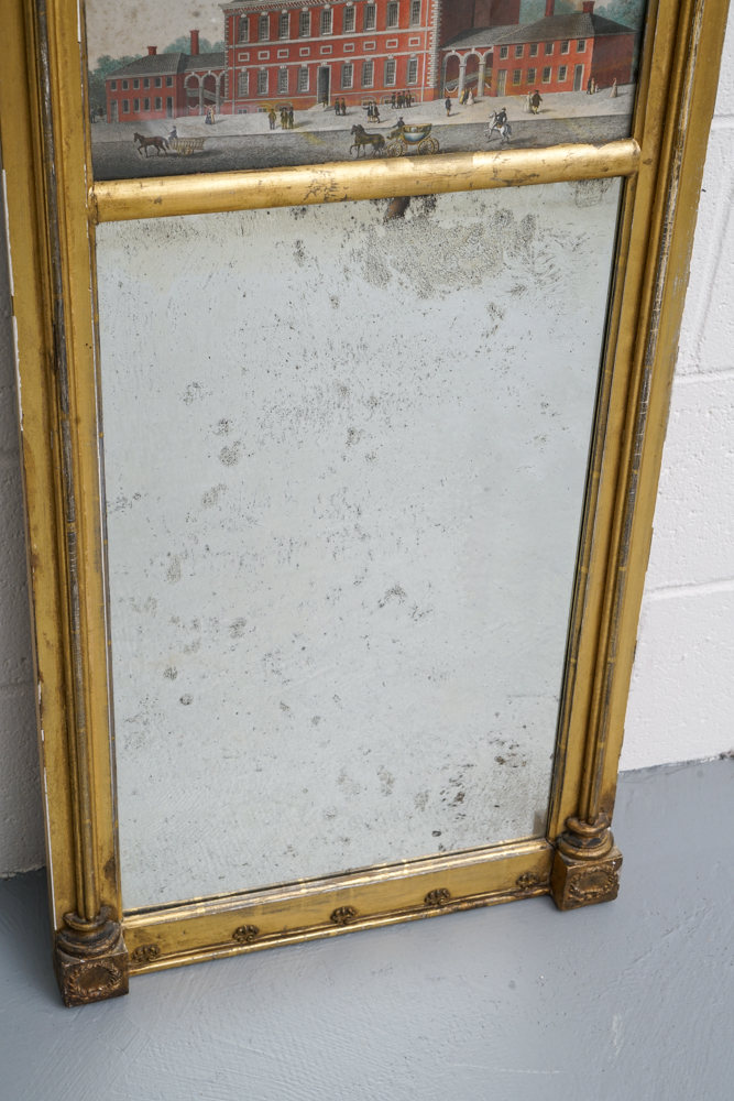 Antique Federal Gilt Wood Trumeau Mirror