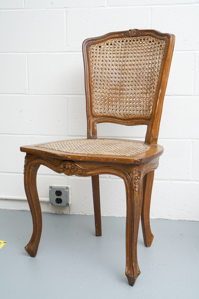 Pair of Vintage French Provincial Style Caned Side Chairs