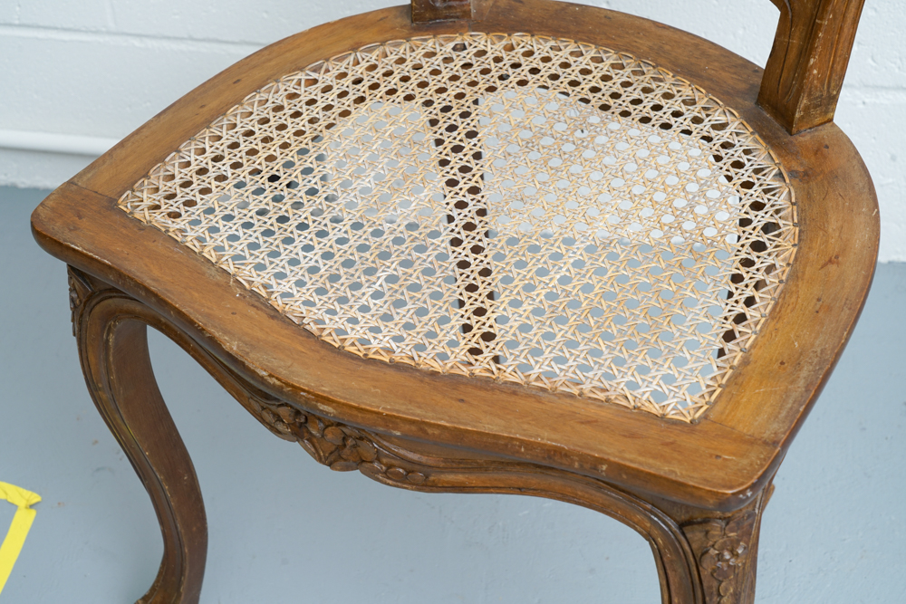 Pair of Vintage French Provincial Style Caned Side Chairs