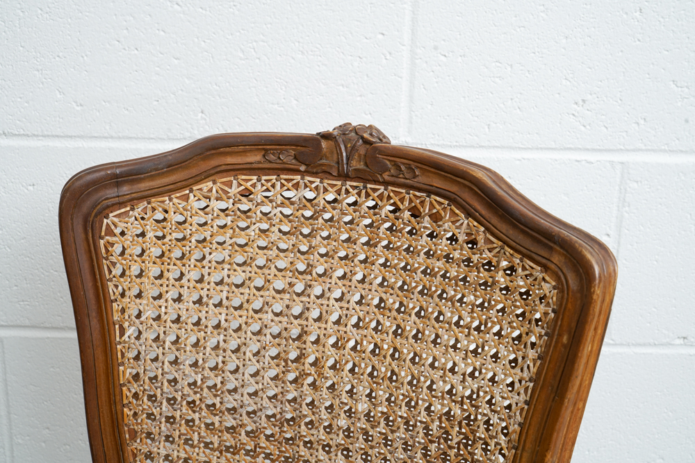 Pair of Vintage French Provincial Style Caned Side Chairs