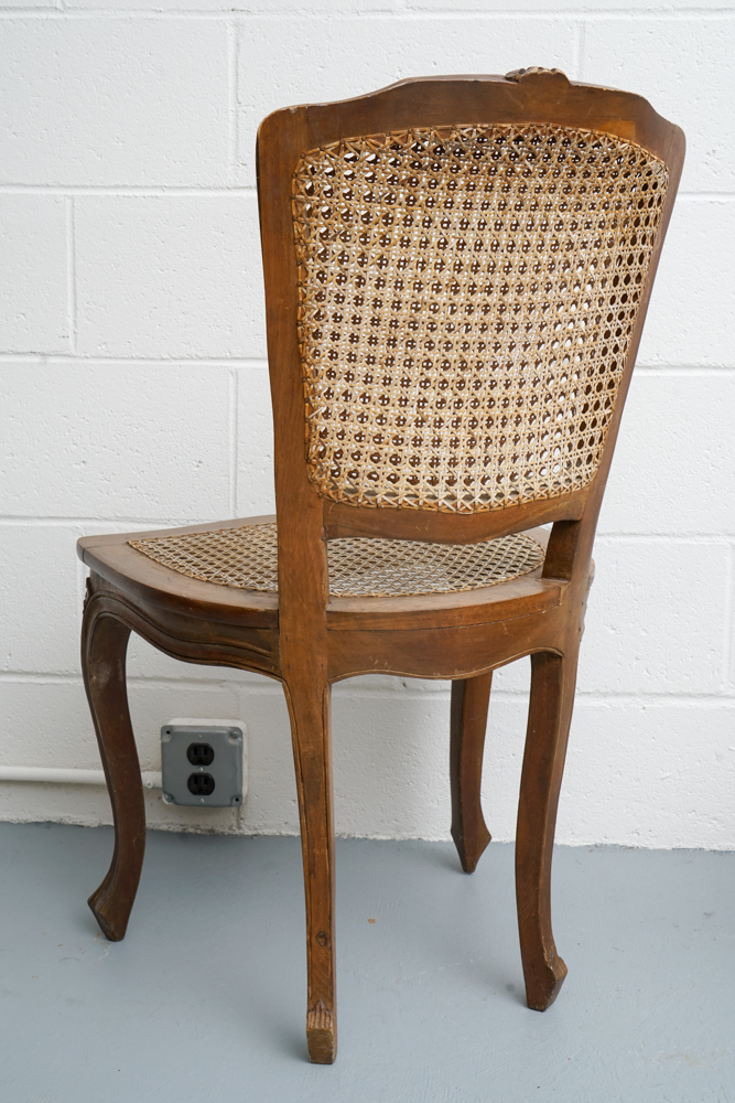 Pair of Vintage French Provincial Style Caned Side Chairs