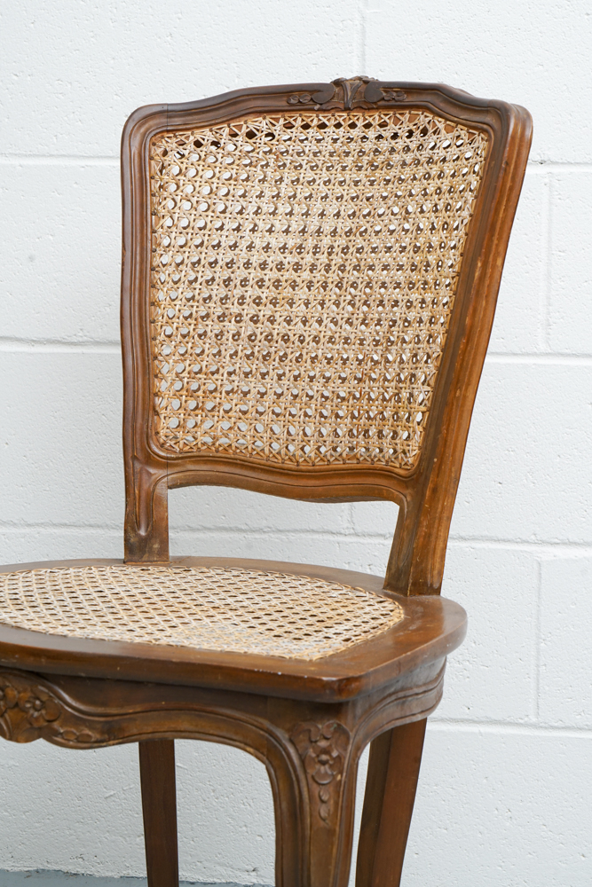 Pair of Vintage French Provincial Style Caned Side Chairs