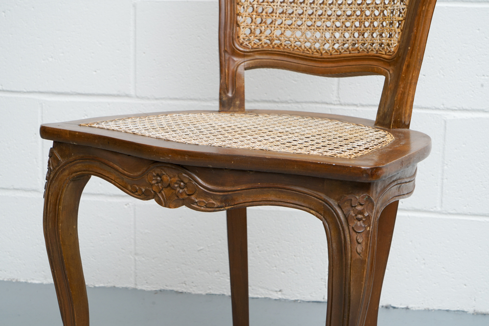 Pair of Vintage French Provincial Style Caned Side Chairs