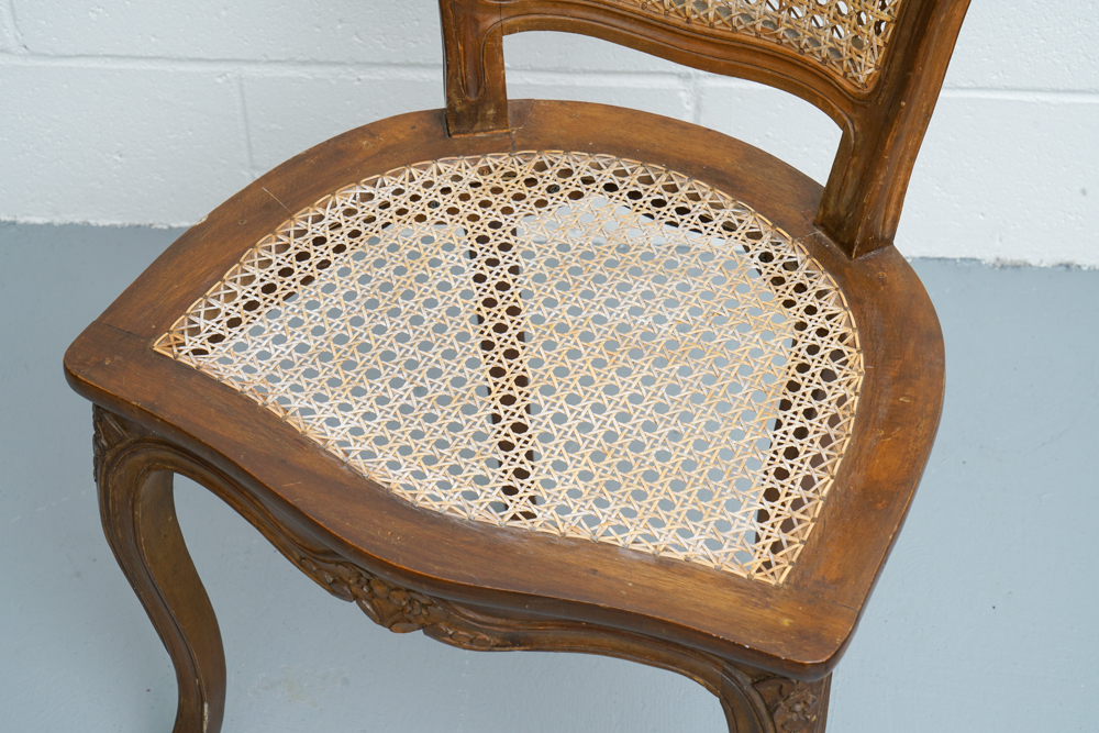 Pair of Vintage French Provincial Style Caned Side Chairs