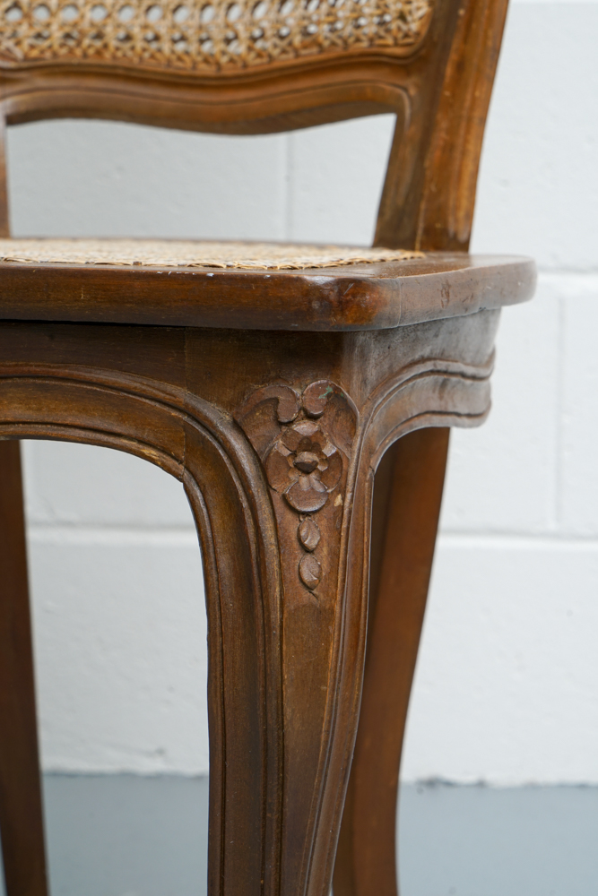 Pair of Vintage French Provincial Style Caned Side Chairs