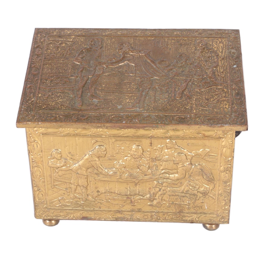 Brass Embossed Covered Wooden Box