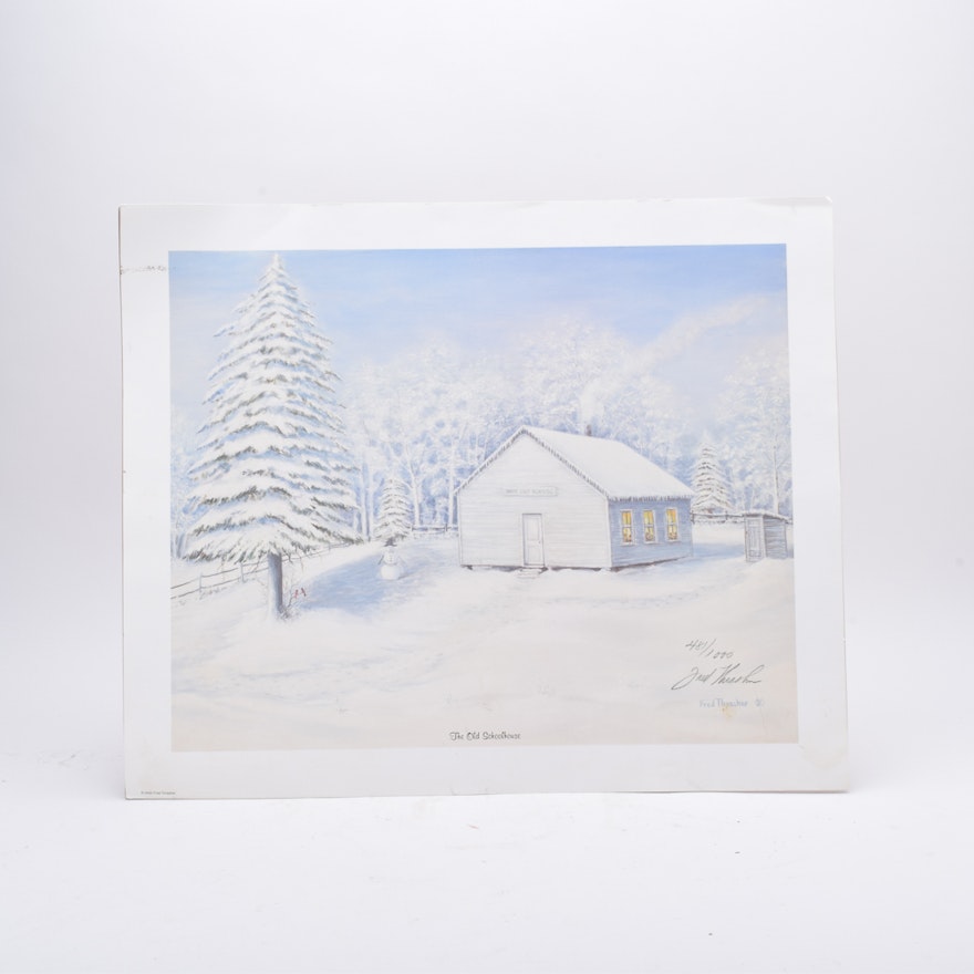 Fred Thrasher Limited Edition Offset Lithograph on Paper "The Old Schoolhouse"