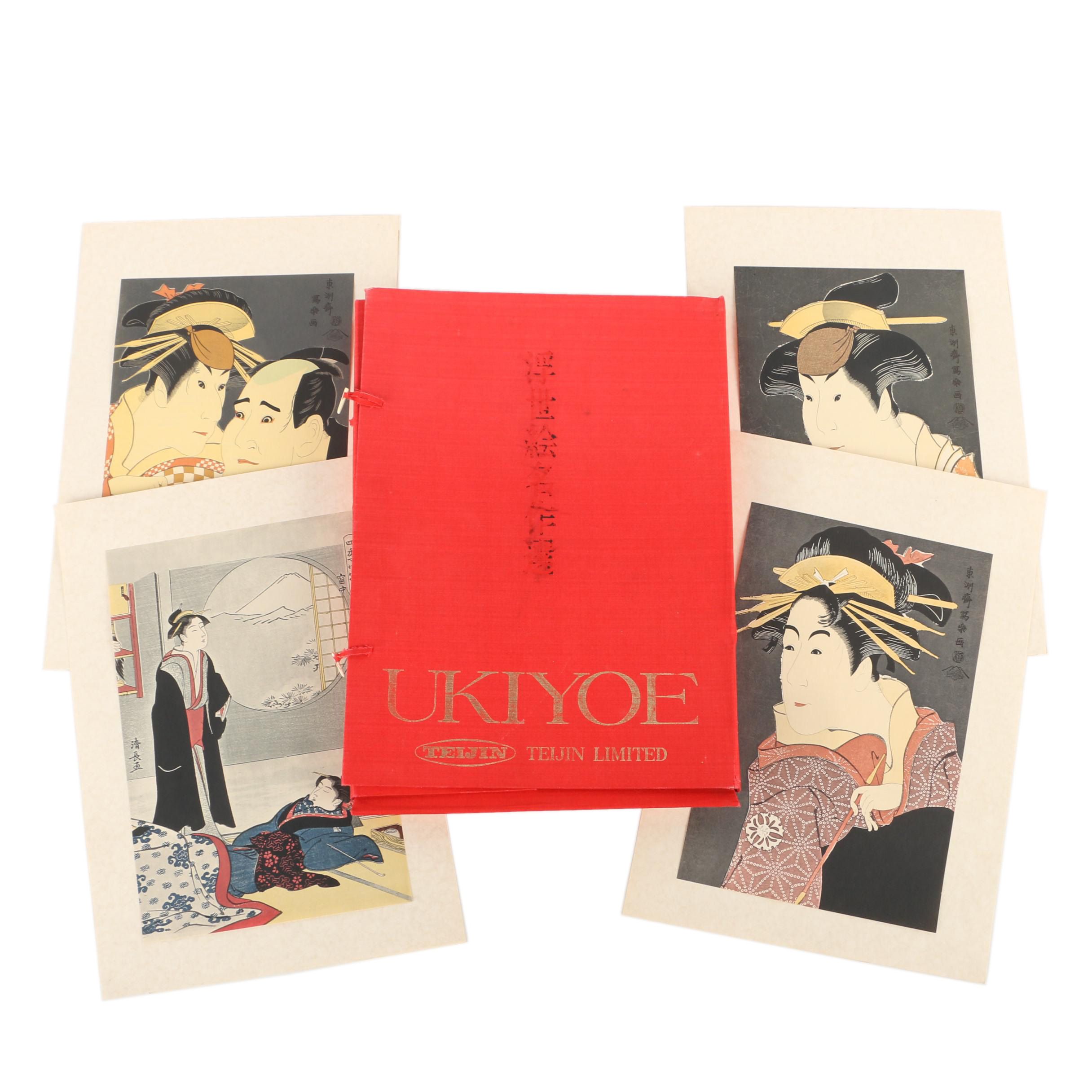 Limited Portfolio of Reproduction Ukiyo-e Japanese Portrait Prints by Teijin