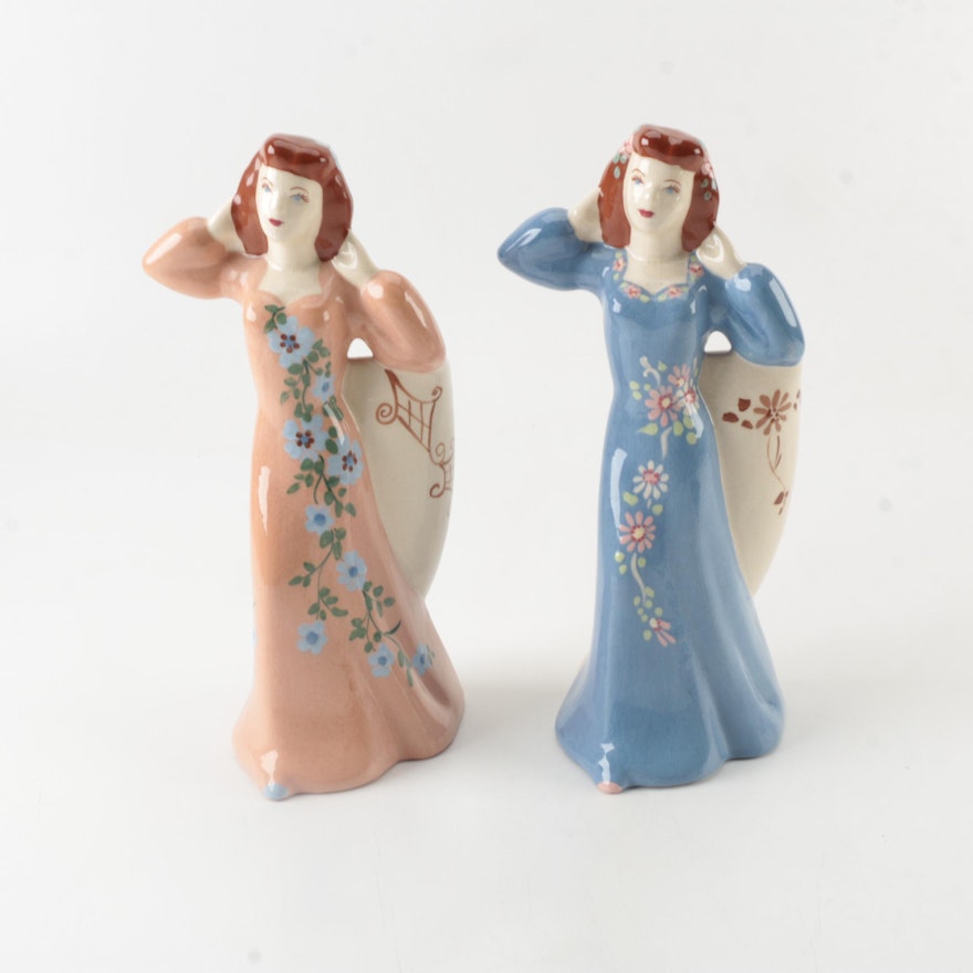 Pair of Vintage Weil Ware Figural Vases