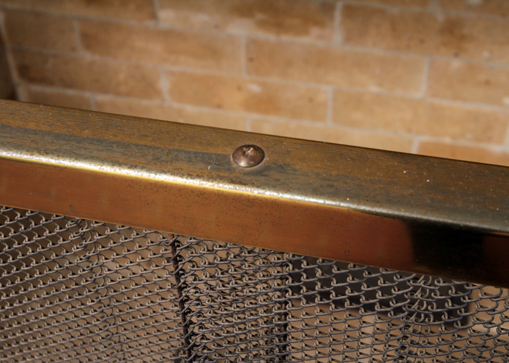 Vintage Brass Fireplace Screen and Andirons