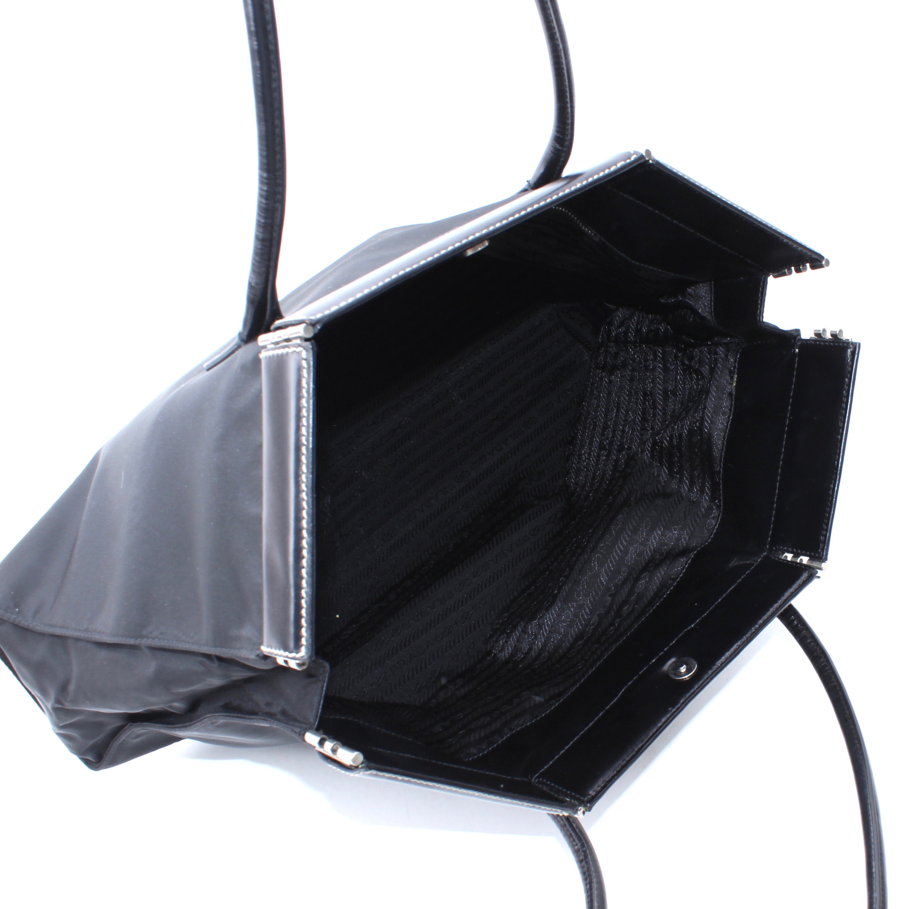 Prada Black Nylon and Leather Tote