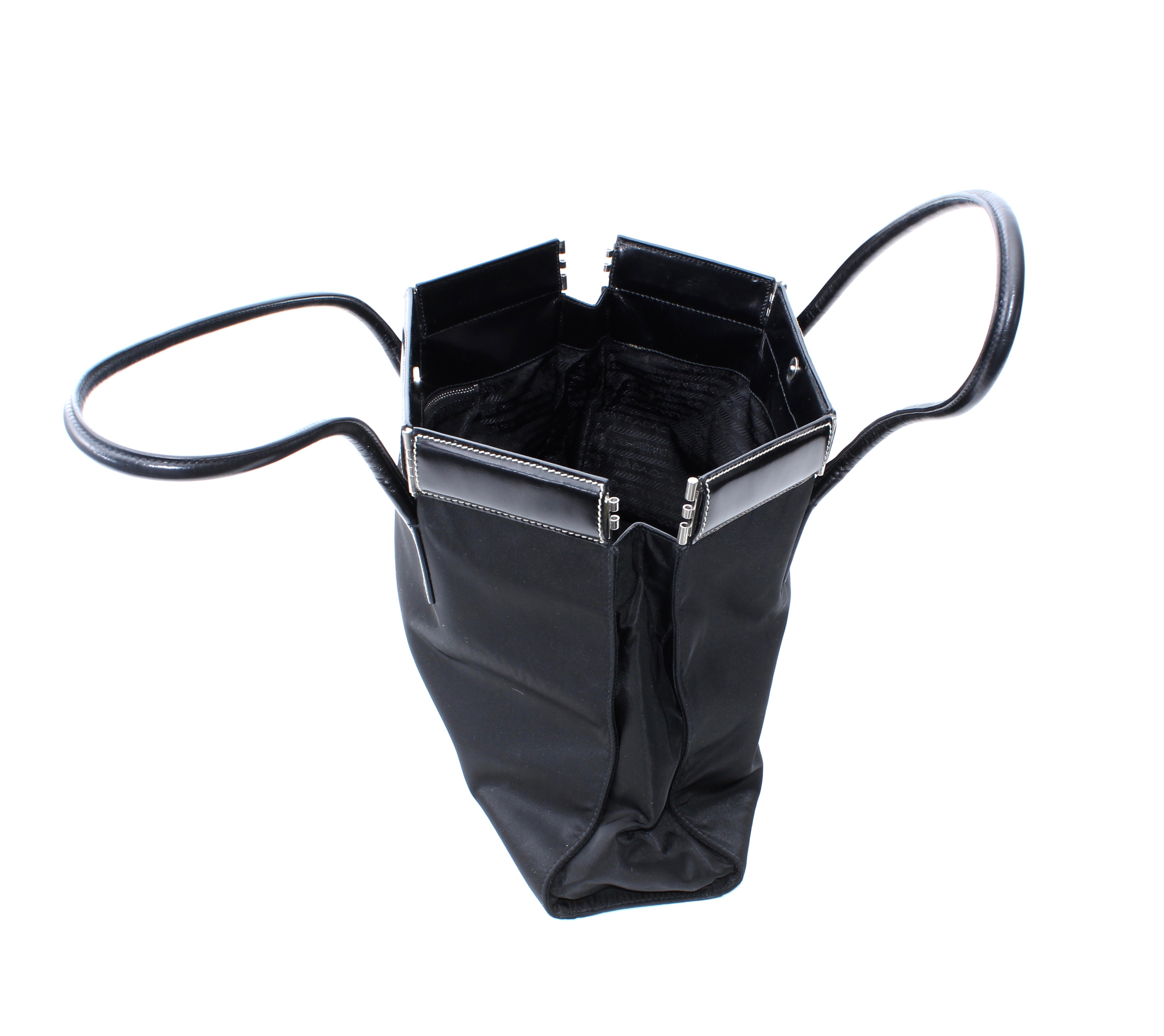 Prada Black Nylon and Leather Tote