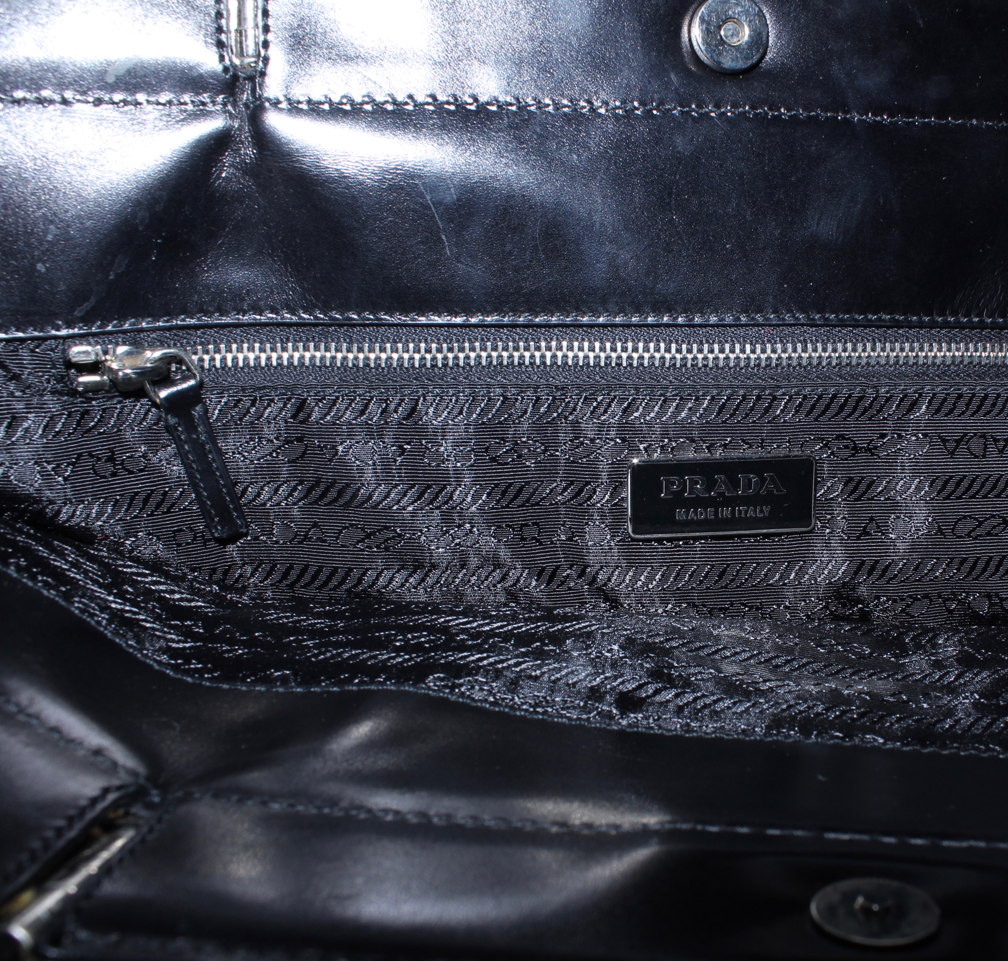 Prada Black Nylon and Leather Tote