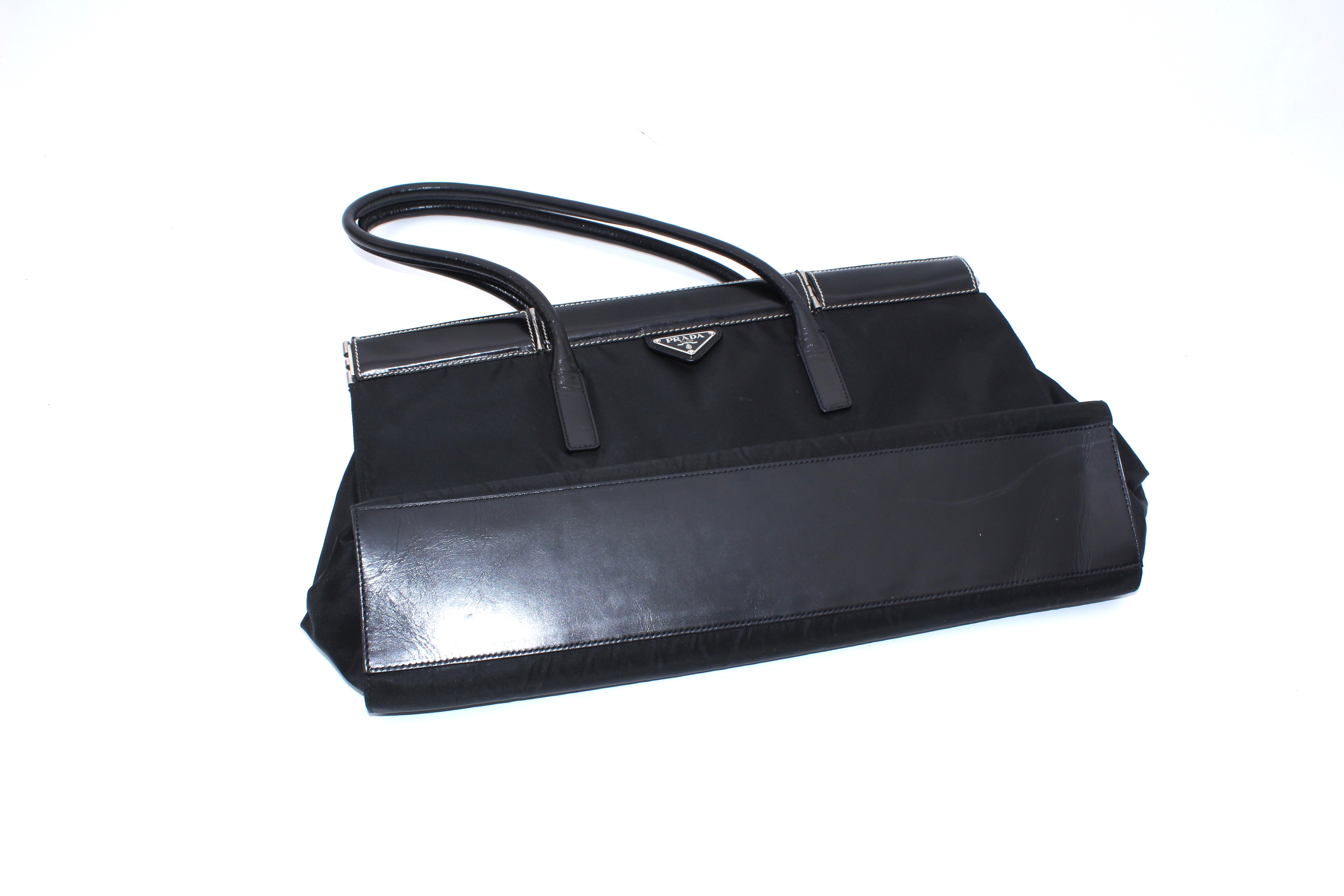 Prada Black Nylon and Leather Tote