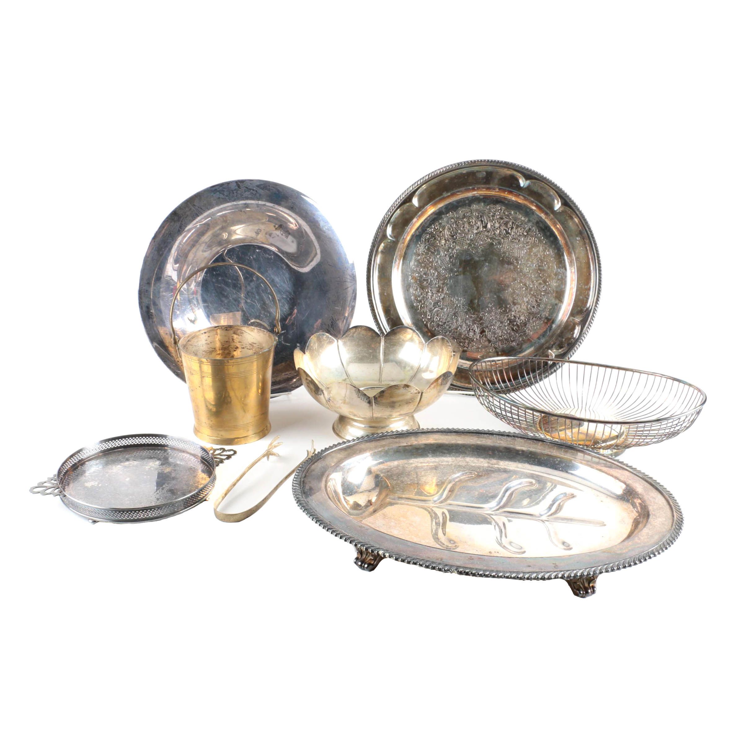 Wilcox "Ashley" Silver Plate Platter with Other Silver Plate Serveware