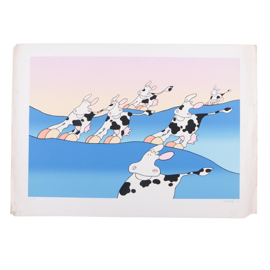 Stewart Moskowitz Limited Edition Serigraph Print Cows