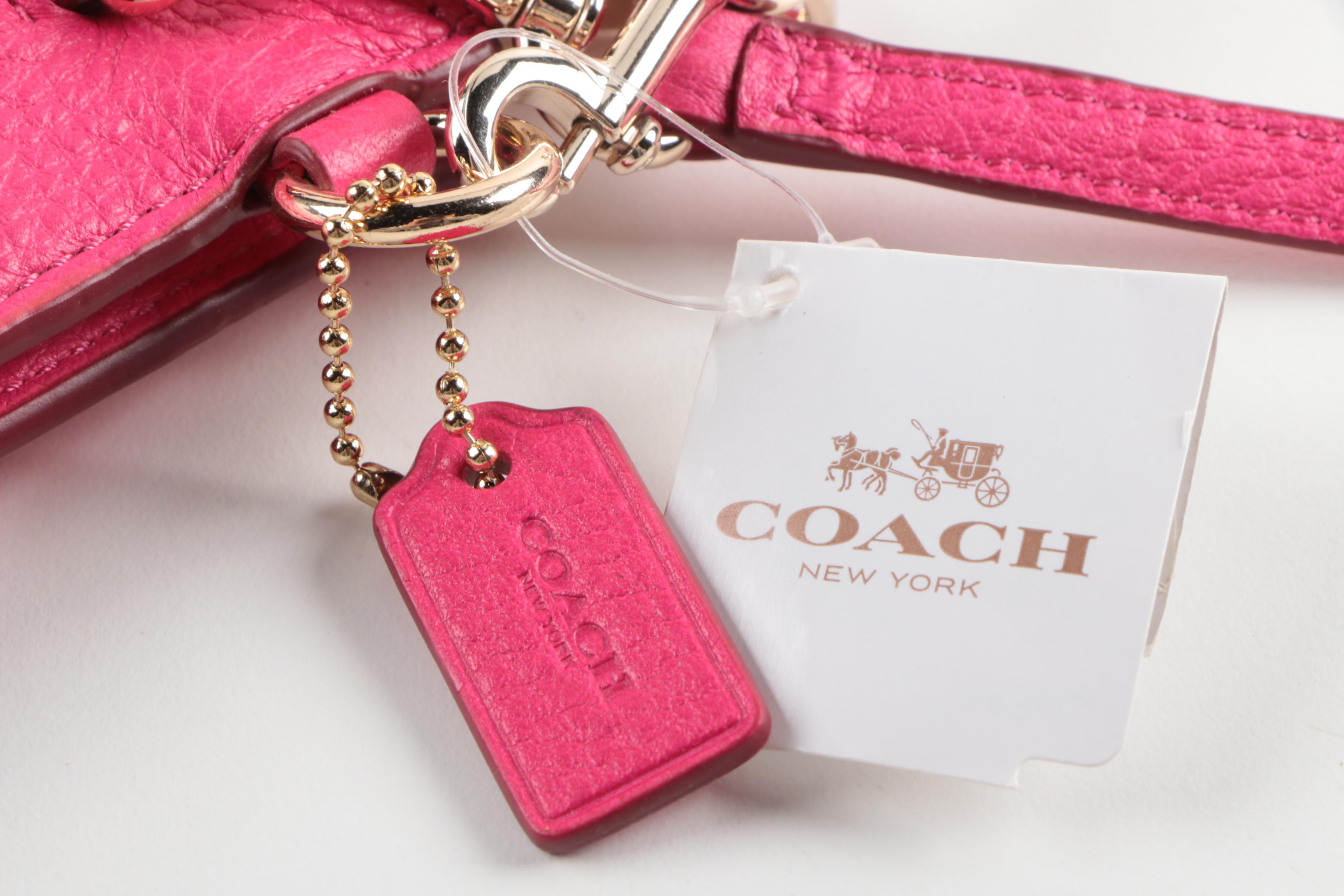 Coach Lyla Double Gusset Pink Ruby Pebbled Leather Crossbody/Wristlet