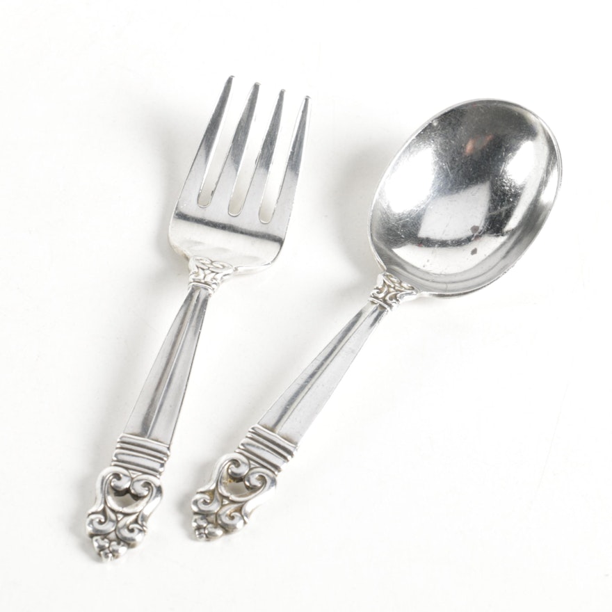 International Silver Co. "Royal Danish" Sterling Silver Baby Spoon and Fork